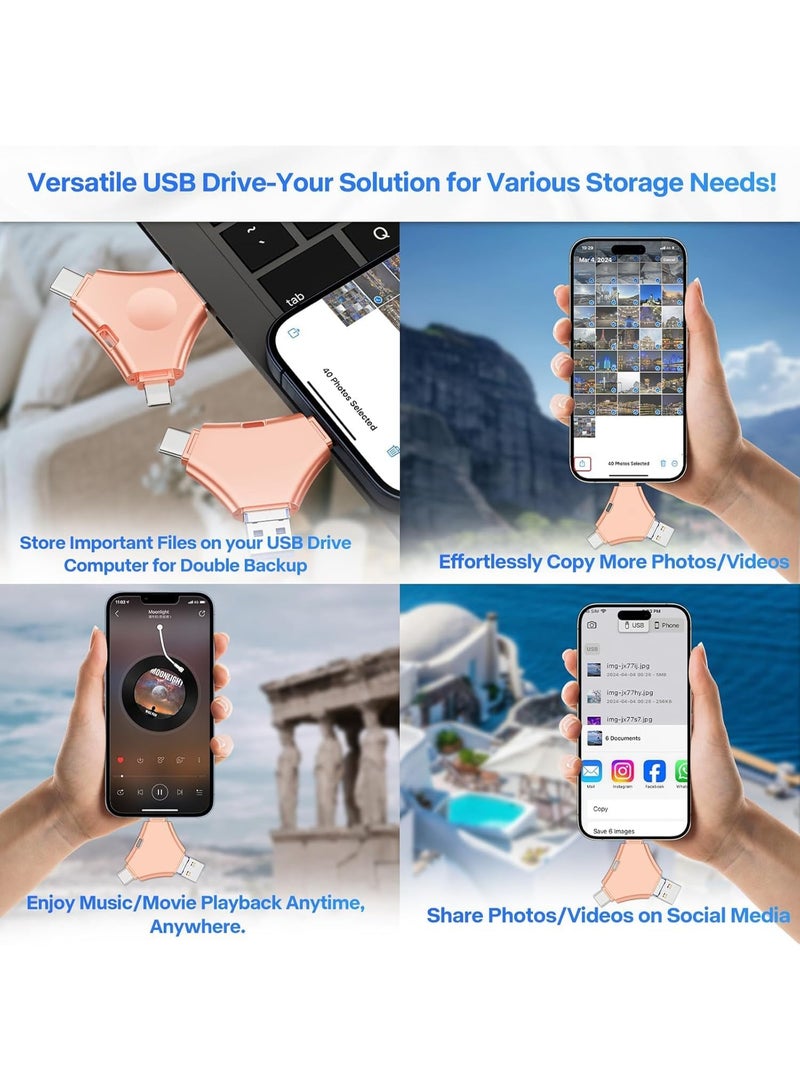 انسجام ذاكرة فلاش USB بسعة 2 تيرابايت، 4 في 1، تدعم تقنية OTG، تتميز بسعة تخزين كبيرة لحفظ المزيد من الصور والفيديوهات، متوافقة مع جميع الأجهزة. - Image 4