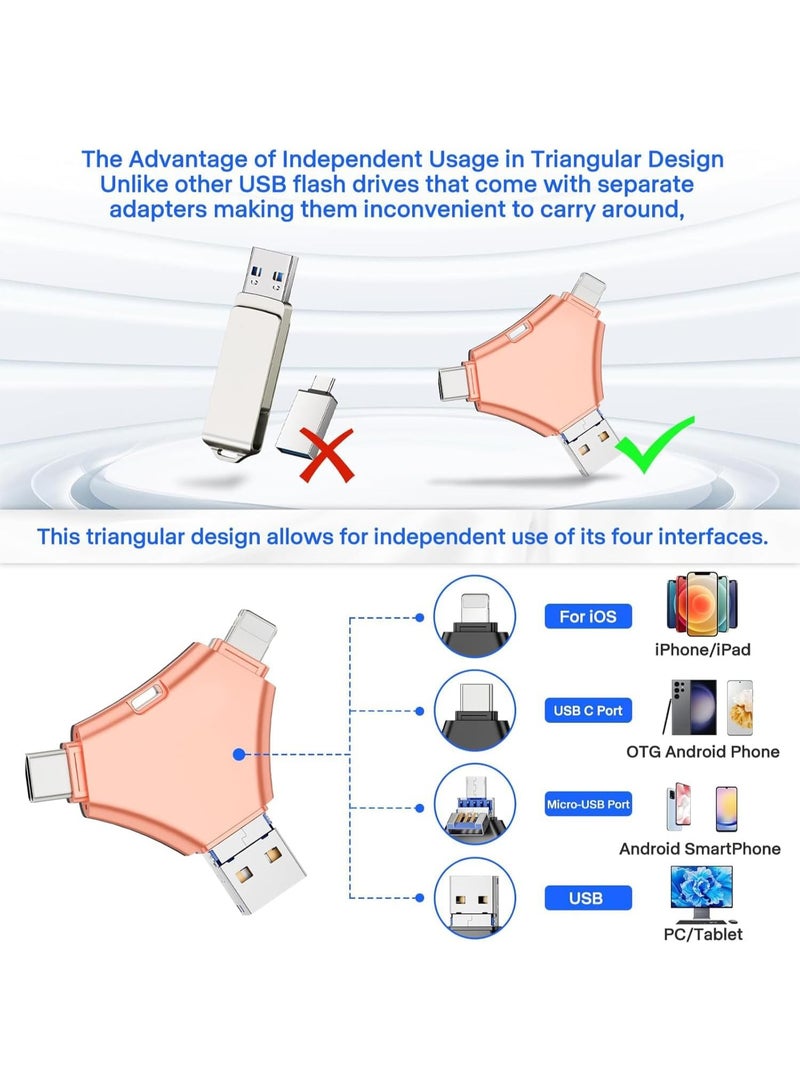 انسجام ذاكرة فلاش USB بسعة 2 تيرابايت، 4 في 1، تدعم تقنية OTG، تتميز بسعة تخزين كبيرة لحفظ المزيد من الصور والفيديوهات، متوافقة مع جميع الأجهزة. - Image 2