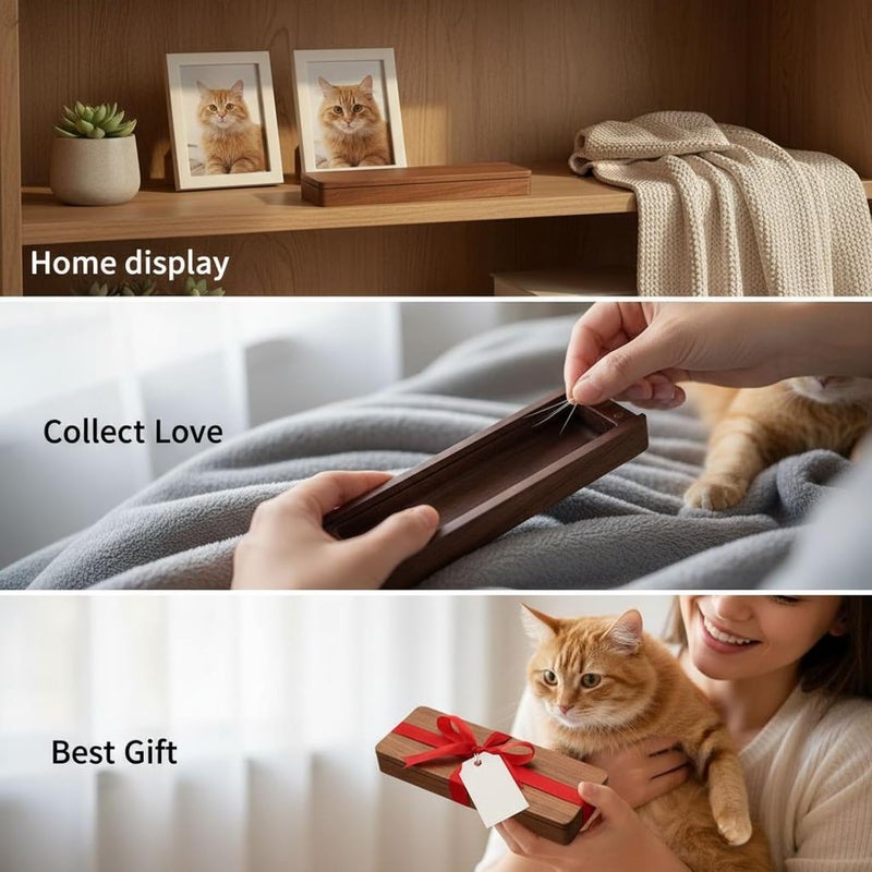 Pet Whisker Collection Box, Solid Natural Wood, with Secure Flip Top, Commemorative Memento Case, Ideal Gift for Cat Lovers, 5.3 X 1.8 X 1.2 in - Image 4