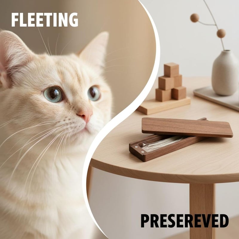 Pet Whisker Collection Box, Solid Natural Wood, with Secure Flip Top, Commemorative Memento Case, Ideal Gift for Cat Lovers, 5.3 X 1.8 X 1.2 in - Image 5
