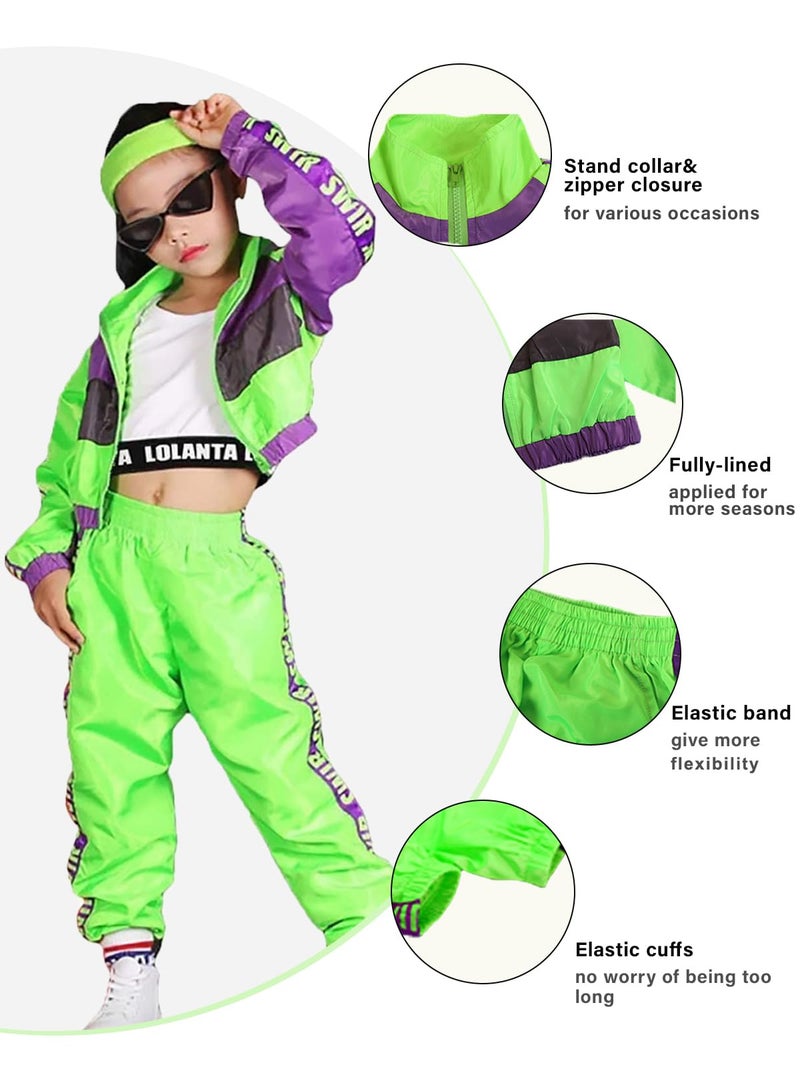Lolanta Girls Dance Clothing Set  Hip Hop Modern Jazz Team Performance Costume  Girls Dance Wear Sets (Green  7-8) - Image 3