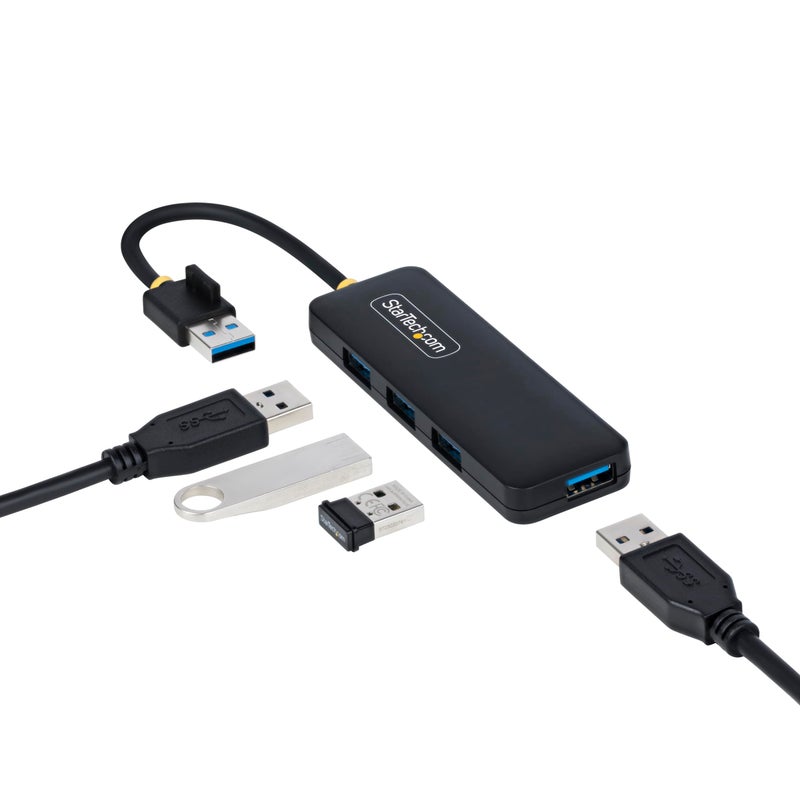 StarTech.com 4-Port USB-A Hub, USB 3.0 (5Gbps) Data Transfer, Bus Powered, Travel Mini Hub, Portable Multi-Port USB Splitter, Windows PC, MacBook, iMac, Chromebook, Surface and More - Image 1