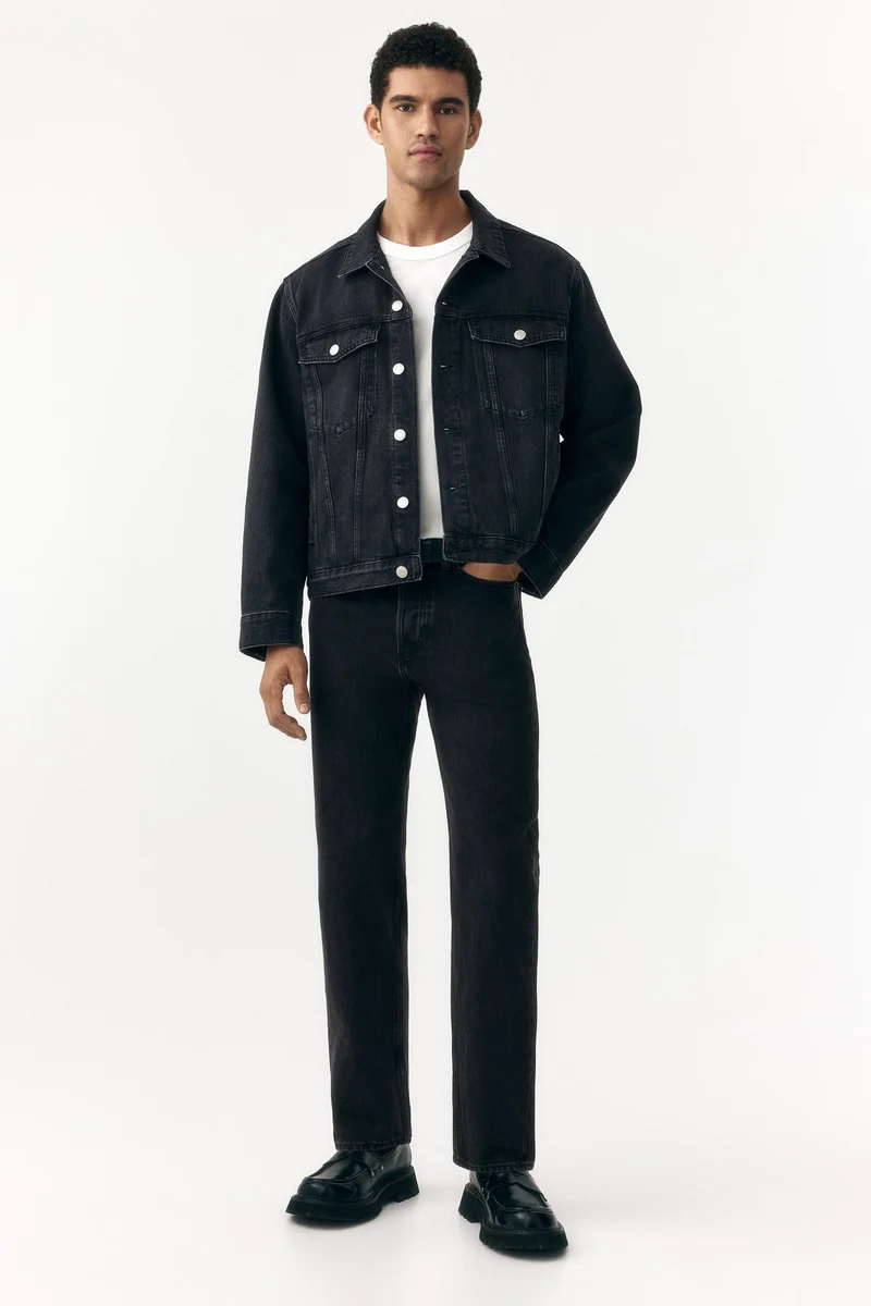 اتش اند ام جاكيت واسع من الدنيم