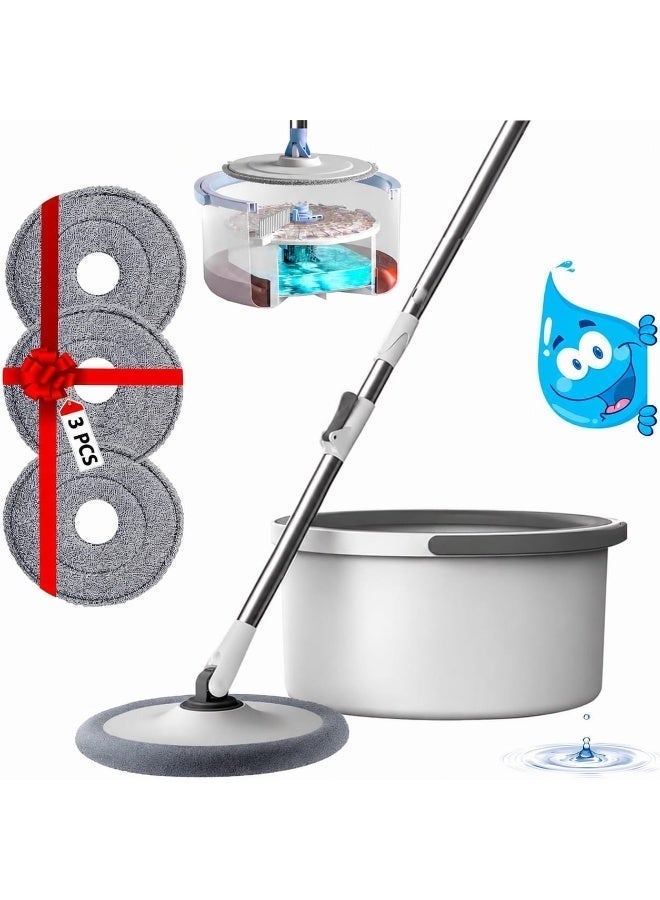 Smart Kitchen 360° self-wrinkling rotating mop with double cleaning bucket and microfiber cloths, with 3 pads - Image 1