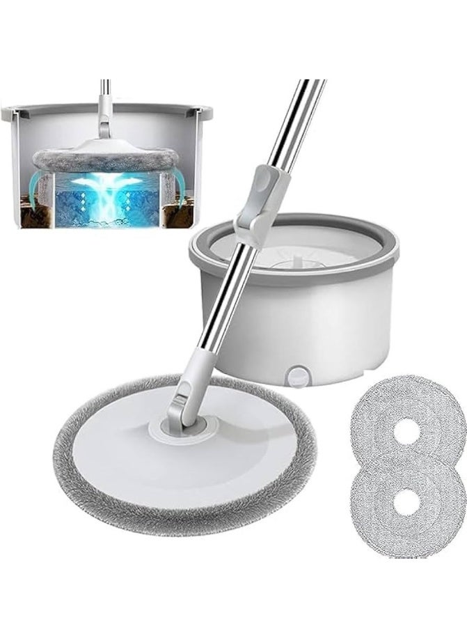Smart Kitchen 360° self-wrinkling rotating mop with double cleaning bucket and microfiber cloths, with 3 pads - Image 2