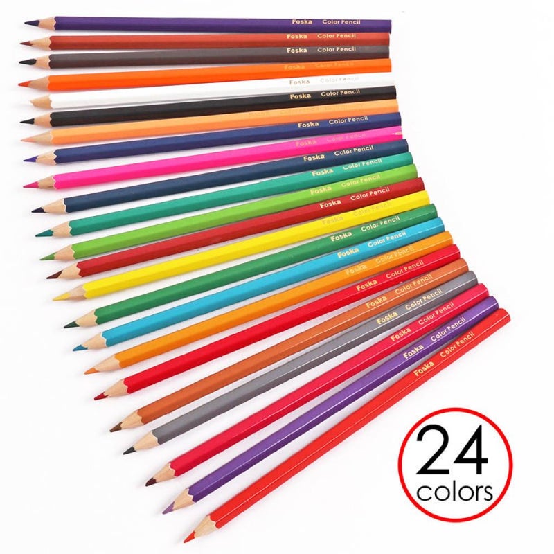 Foska Hexagonal Colored Wooden Pencils 7 inch - 24 Pack - Image 1