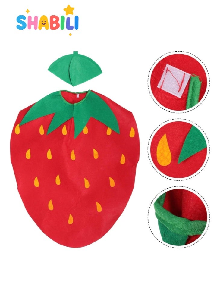 SHABILI Kids Strawberry Fruit Costume Outfit for Boys and Girls, Halloween Vegetable and Fruit Fancy Dress Cosplay for Children, Toddler Farm Nature Day School Performance Stage Party Suit (Non-Woven Fabric, Fits 100–140cm) - Image 5