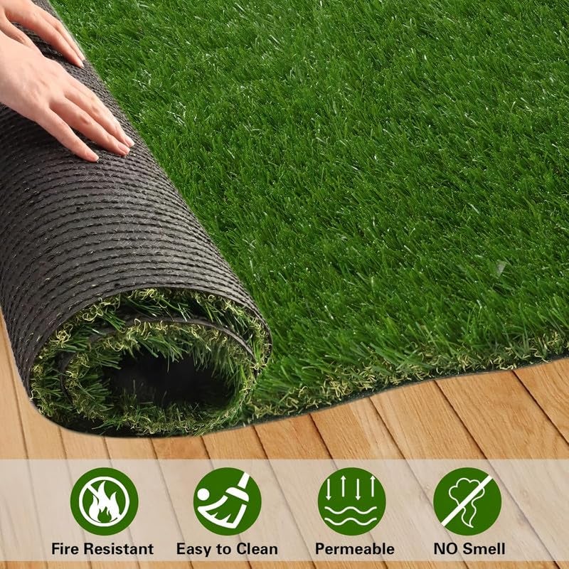 innovative edge innovative edge Artificial Grass Mat for Balcony Green Lawn Floor Polypropylene Rectangular Carpet for Outdoor and Indoor1x2 Ft Green Washable AntiSkid  - Image 3