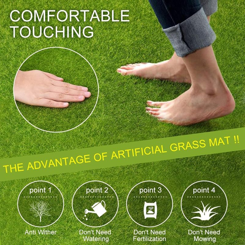 innovative edge innovative edge Artificial Grass Mat for Balcony Green Lawn Floor Polypropylene Rectangular Carpet for Outdoor and Indoor1x2 Ft Green Washable AntiSkid  - Image 5