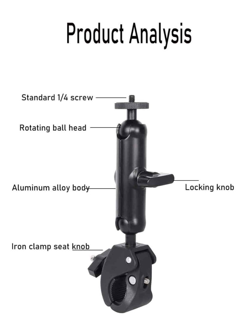 Anmi Motorcycle Mount for Insta360 One X3 , One X2 ,One RS,One R,GoPro Hero, Double Ball Handlebar Mount for Action Camera (Black)  - Image 3