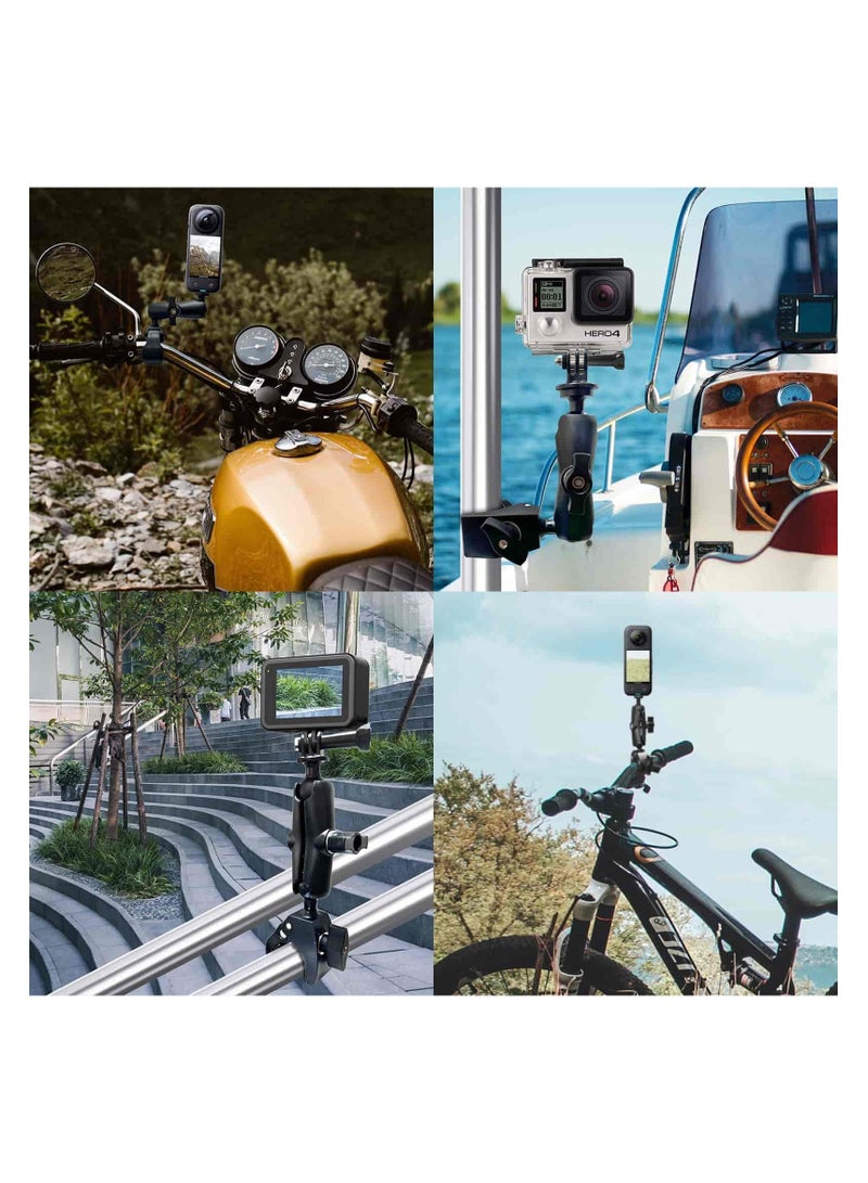 Anmi Motorcycle Mount for Insta360 One X3 , One X2 ,One RS,One R,GoPro Hero, Double Ball Handlebar Mount for Action Camera (Black)  - Image 4