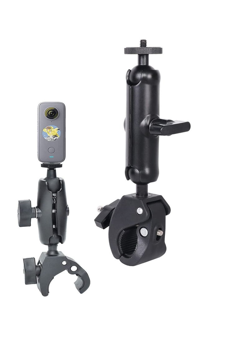 Anmi - Motorcycle Mount for Insta360 One X3 , One X2 ,One RS,One R,GoPro Hero, Double Ball Handlebar Mount for Action Camera (Black) - Image 1