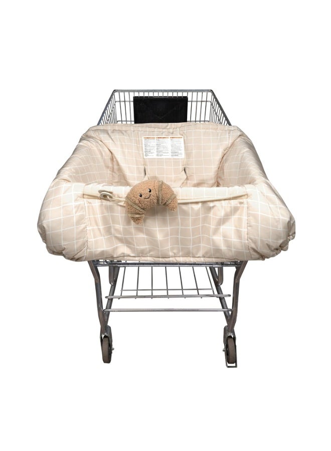 Boppy Shopping Cart Cover for Baby - 360° Coverage Cart Cover for Babies with Safety Harness, Toy Tether, One-Hand Placement, Machine-Washable, 6 Month & Up - Croissant - Image 1