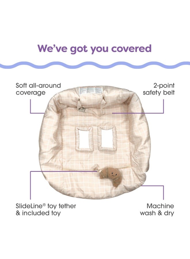 Boppy Shopping Cart Cover for Baby - 360° Coverage Cart Cover for Babies with Safety Harness, Toy Tether, One-Hand Placement, Machine-Washable, 6 Month & Up - Croissant - Image 2