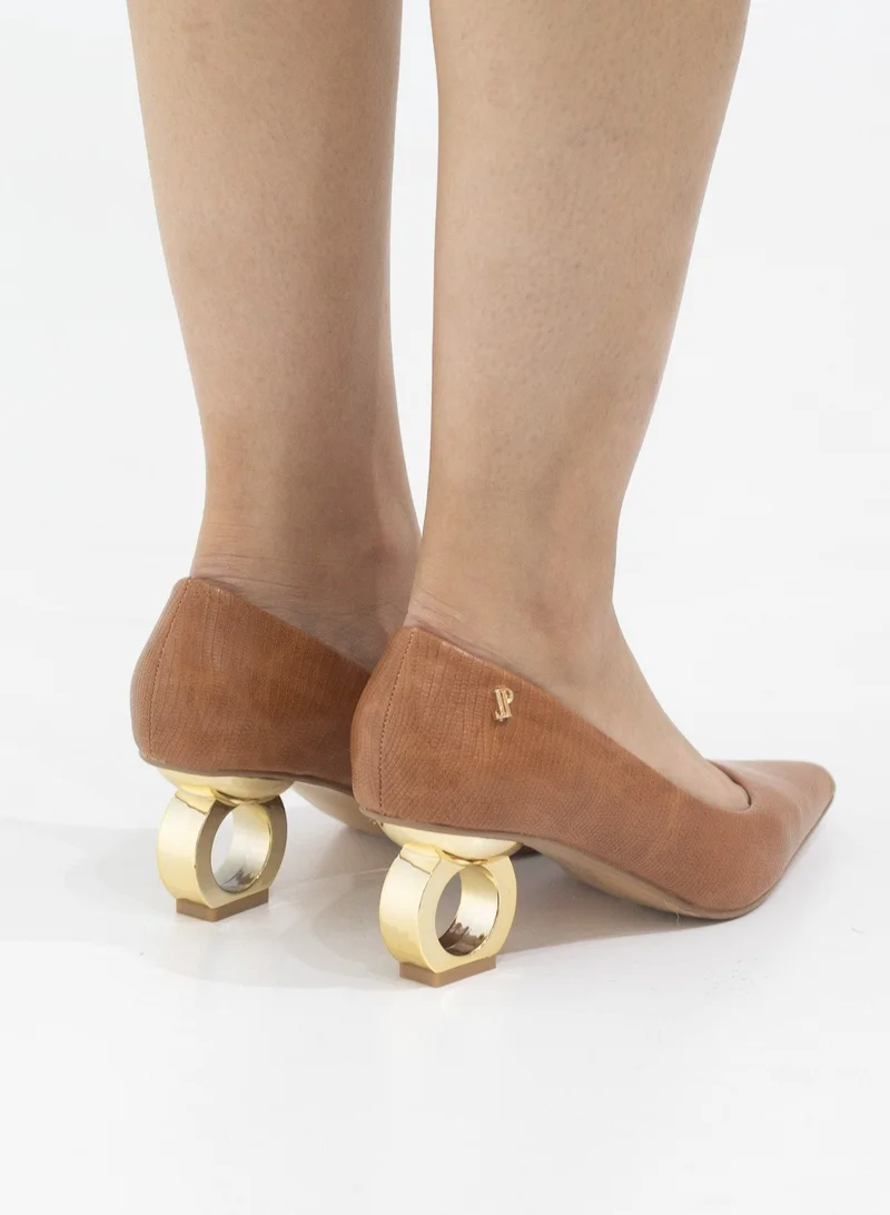 LAMARAPARIS Orchid pointy court on 6cm special circle heel camel