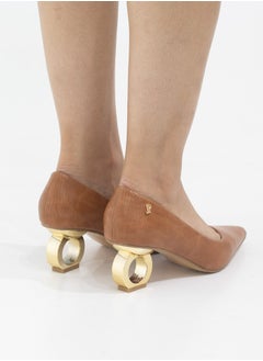 LAMARAPARIS Orchid pointy court on 6cm special circle heel camel  - Image 4