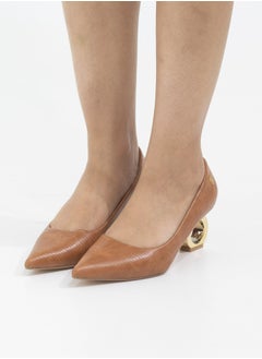 LAMARAPARIS Orchid pointy court on 6cm special circle heel camel  - Image 3