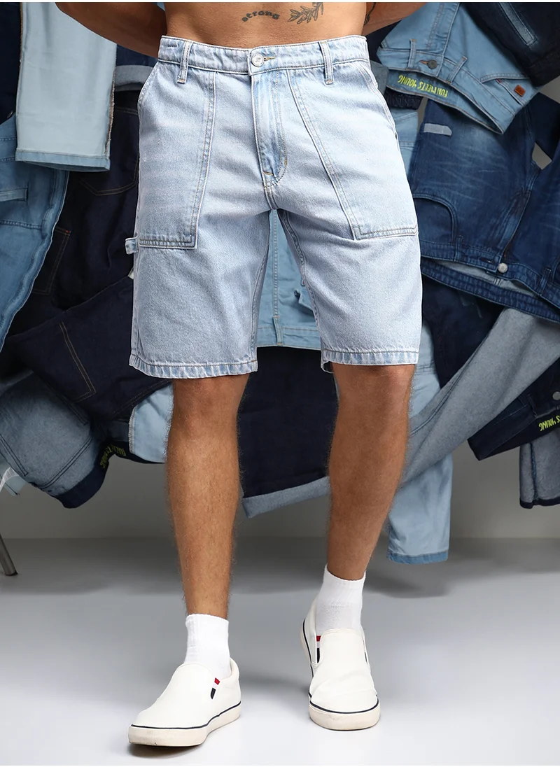 كامبوس سوترا Men's Light Blue Carpenter Denim Shorts