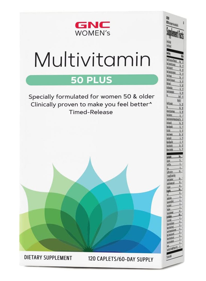 GNC Women'S Multivitamin 50 Plus Supports Bone Eye Memory Brain And Skin Health With Vitamin D Calcium And B12 120 Caplets - Image 1