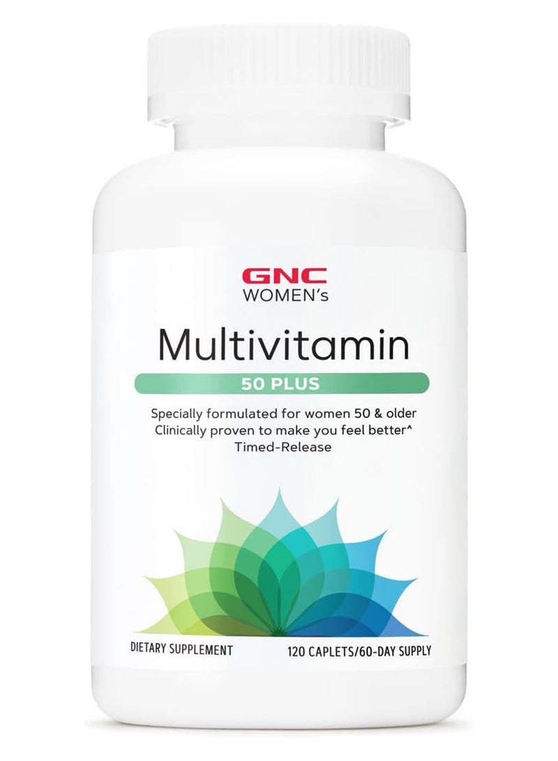 GNC Women'S Multivitamin 50 Plus Supports Bone Eye Memory Brain And Skin Health With Vitamin D Calcium And B12 120 Caplets - Image 2