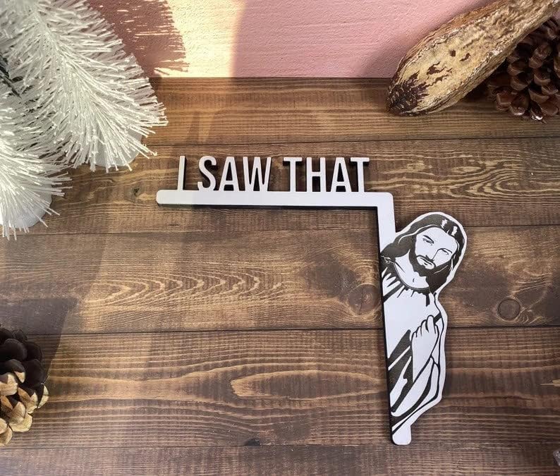 klarako Funny Home Decor I Saw That Jesus Door Frame Decoration, Jesus Door Corner Sign Decoration, Christian Door Decor I Saw That Jesus Corner Decor, Funny Jesus Door Hanger (colourright) - Image 3
