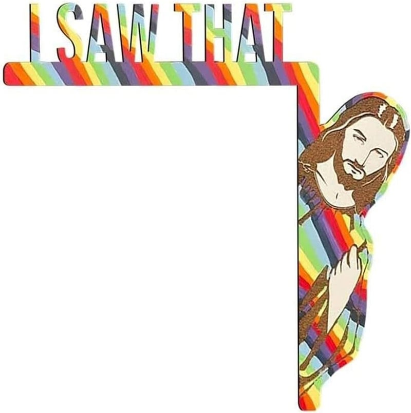 klarako Funny Home Decor I Saw That Jesus Door Frame Decoration, Jesus Door Corner Sign Decoration, Christian Door Decor I Saw That Jesus Corner Decor, Funny Jesus Door Hanger (colourright) - Image 1