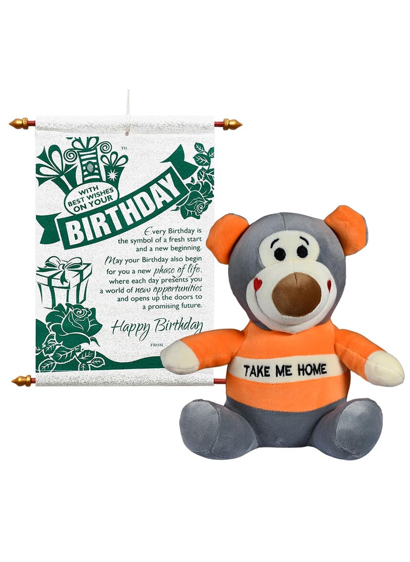 Saugat Traders - Saugat Traders Birthday Gift Combo - Birthday Scroll Card & Soft Toy Teddy Bear - Gift for Girls, Boys, Sister, Brother, Girlfriend, Wife - Image 1