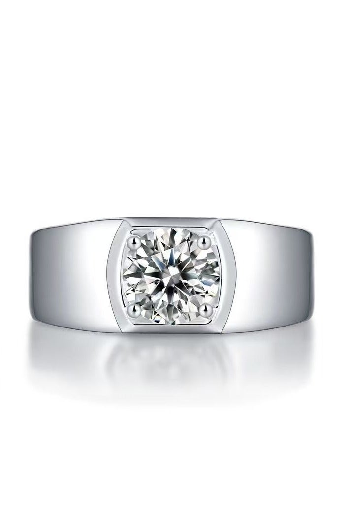 ممتاز 1 قيراط مويسانيتي خاتم زفاف الرجال، S925 مطلي بالذهب الأبيض، حجم قابل للتعديل، صندوق هدايا فاخر، جاهز للهدايا - Image 2