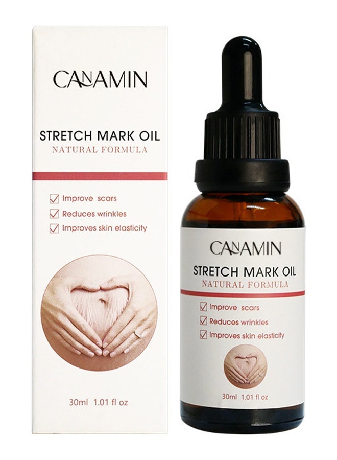 CANAMIN Stretch Mark Oil 30ml, Improve Scars, Uneven Skin Tone in Both Light and Dark Skin, Reduces Wrinkles, Improves Skin Elasticity, Natural Formula - Image 1