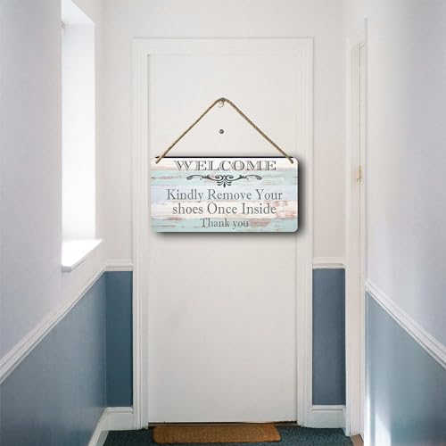 Yosqego Shoes Off Sign Welcome Kindly Remove Your Shoes Once Inside Thank You Wood Tin Signs Please Remove Your Signs Remove Shoe For Front Door For House 6x12 Inch - Image 3