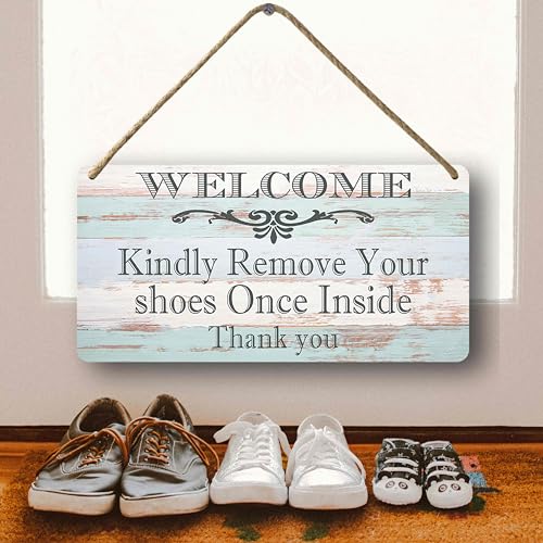 Yosqego Shoes Off Sign Welcome Kindly Remove Your Shoes Once Inside Thank You Wood Tin Signs Please Remove Your Signs Remove Shoe For Front Door For House 6x12 Inch - Image 4