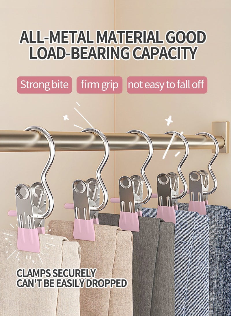 BEIRUI Stainless Steel Hanger Clip, Space Saving Clothes Clip, Hat Pants, Storage Hanging, Travel Hooks, Hanging Clothes Hooks with Clip, Space Saving for Jeans Closet Hooks, Laundry Hooks, Travel Portable Clothing, Boots High Towel Hat Socks Pants and Bras  - Image 2
