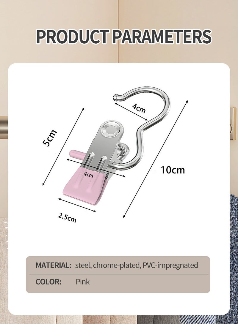 BEIRUI Stainless Steel Hanger Clip, Space Saving Clothes Clip, Hat Pants, Storage Hanging, Travel Hooks, Hanging Clothes Hooks with Clip, Space Saving for Jeans Closet Hooks, Laundry Hooks, Travel Portable Clothing, Boots High Towel Hat Socks Pants and Bras  - Image 3
