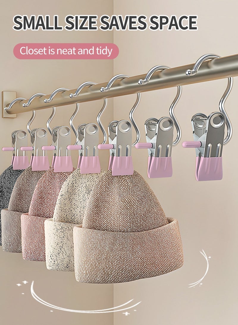 BEIRUI Stainless Steel Hanger Clip, Space Saving Clothes Clip, Hat Pants, Storage Hanging, Travel Hooks, Hanging Clothes Hooks with Clip, Space Saving for Jeans Closet Hooks, Laundry Hooks, Travel Portable Clothing, Boots High Towel Hat Socks Pants and Bras  - Image 4