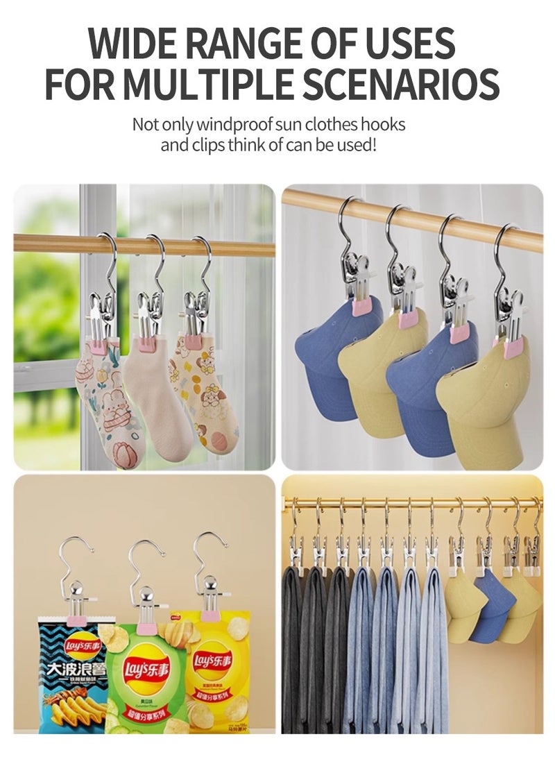 BEIRUI Stainless Steel Hanger Clip, Space Saving Clothes Clip, Hat Pants, Storage Hanging, Travel Hooks, Hanging Clothes Hooks with Clip, Space Saving for Jeans Closet Hooks, Laundry Hooks, Travel Portable Clothing, Boots High Towel Hat Socks Pants and Bras  - Image 5