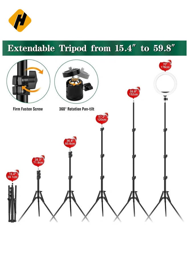 HuHa - Ring Light with Tripod Stand & Phone Holder - 10 inch Selfie LED Ringlight Dimmable Desktop Lamp 40 Colors RGB Tall Circle Light for Camera Makeup Video YouTube TikTok Live Streamig - Image 1