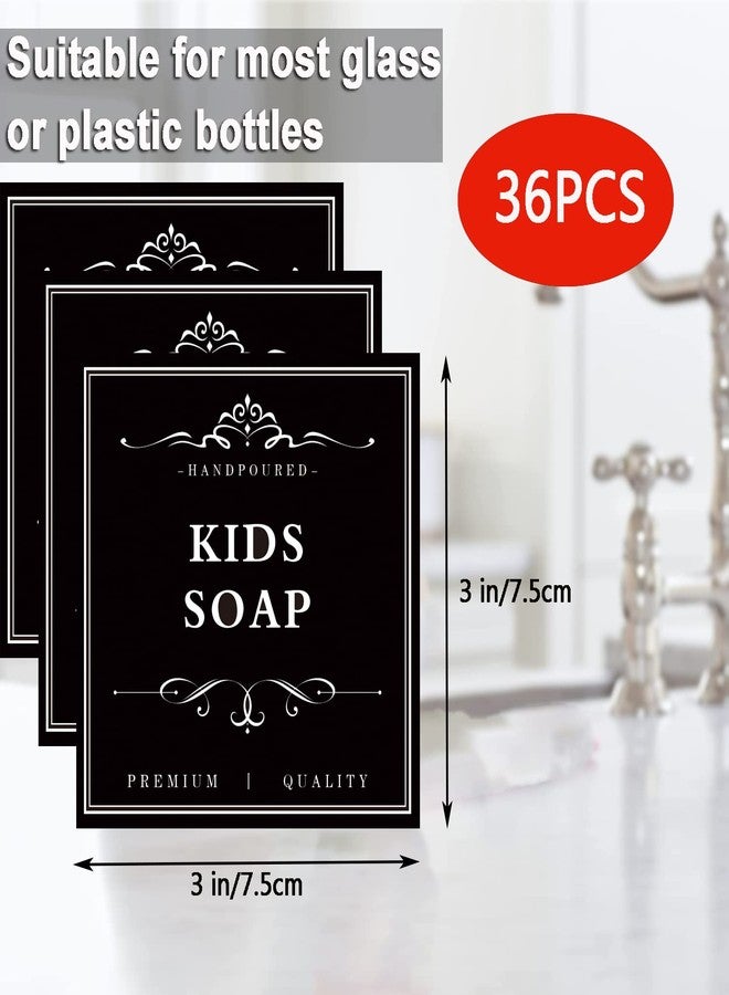 DNSEN 36 PCS Printed Waterproof Labels for Shampoo and Conditioner Bottles,Bathroom Soap Dispenser Organization Label Stickers Black - Image 2