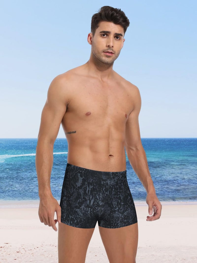 KGKE Mens-Swim-Jammers Athletic-Swimwear Quick-Dry-Shorts Durable-Team-Swimsuits - Drawstring Competition Swimming UPF50+ (Snake Skin,XL) - Image 4