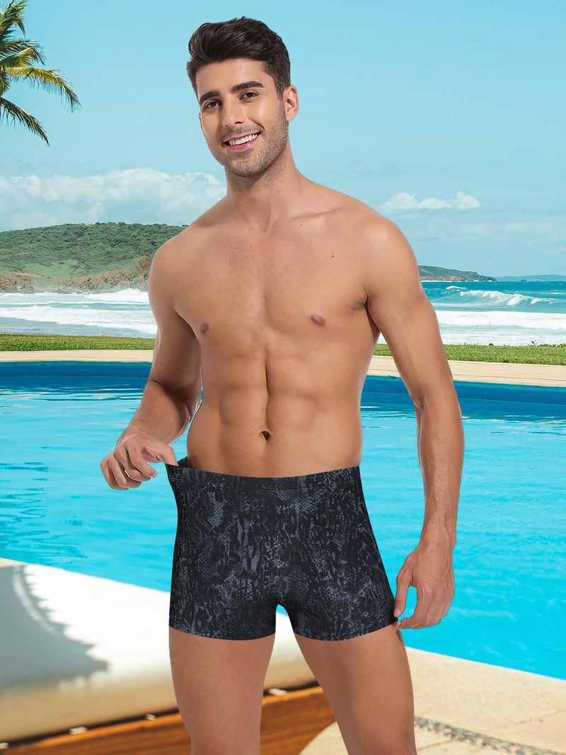 KGKE Mens-Swim-Jammers Athletic-Swimwear Quick-Dry-Shorts Durable-Team-Swimsuits - Drawstring Competition Swimming UPF50+ (Snake Skin,XL) - Image 2