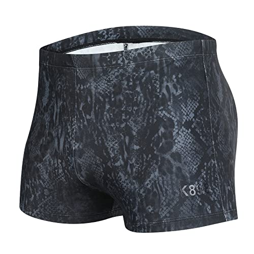 KGKE Mens-Swim-Jammers Athletic-Swimwear Quick-Dry-Shorts Durable-Team-Swimsuits - Drawstring Competition Swimming UPF50+ (Snake Skin,XL) - Image 1