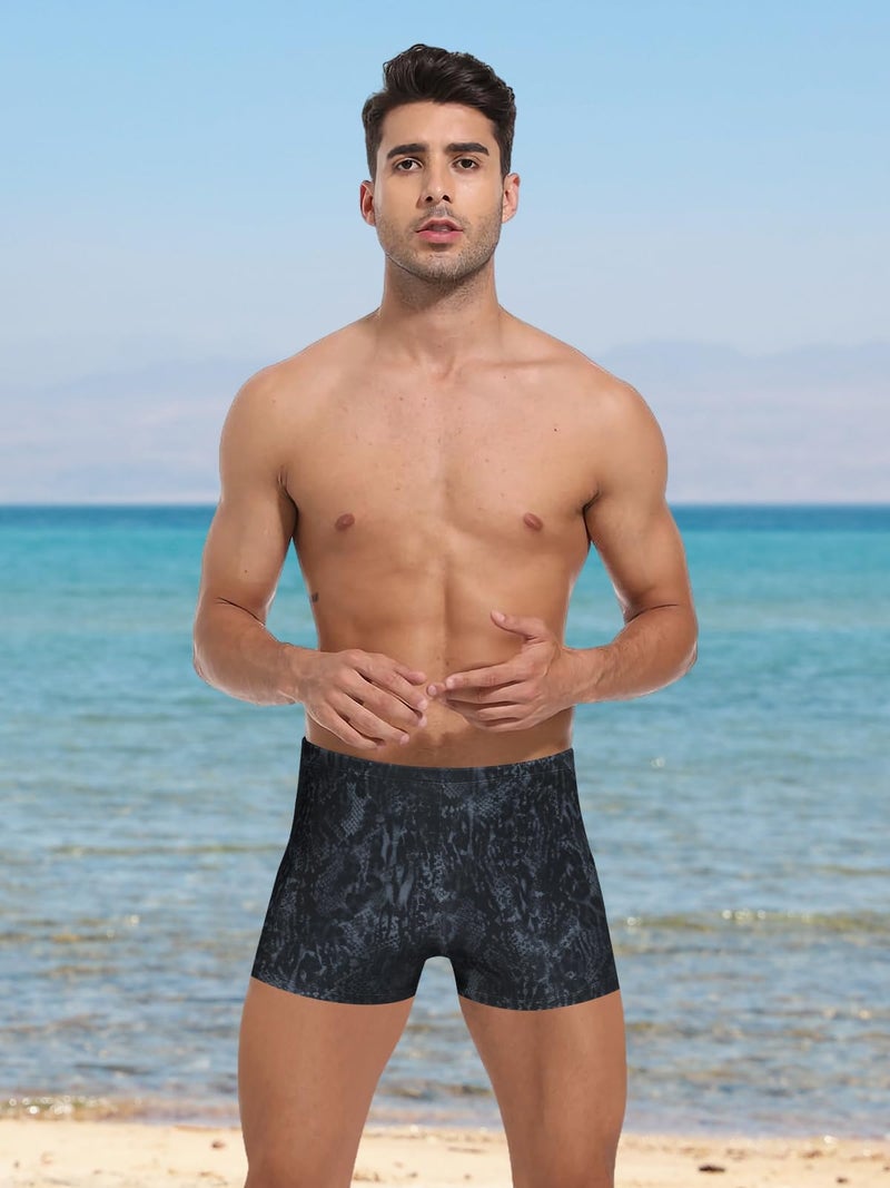 KGKE Mens-Swim-Jammers Athletic-Swimwear Quick-Dry-Shorts Durable-Team-Swimsuits - Drawstring Competition Swimming UPF50+ (Snake Skin,XL) - Image 3