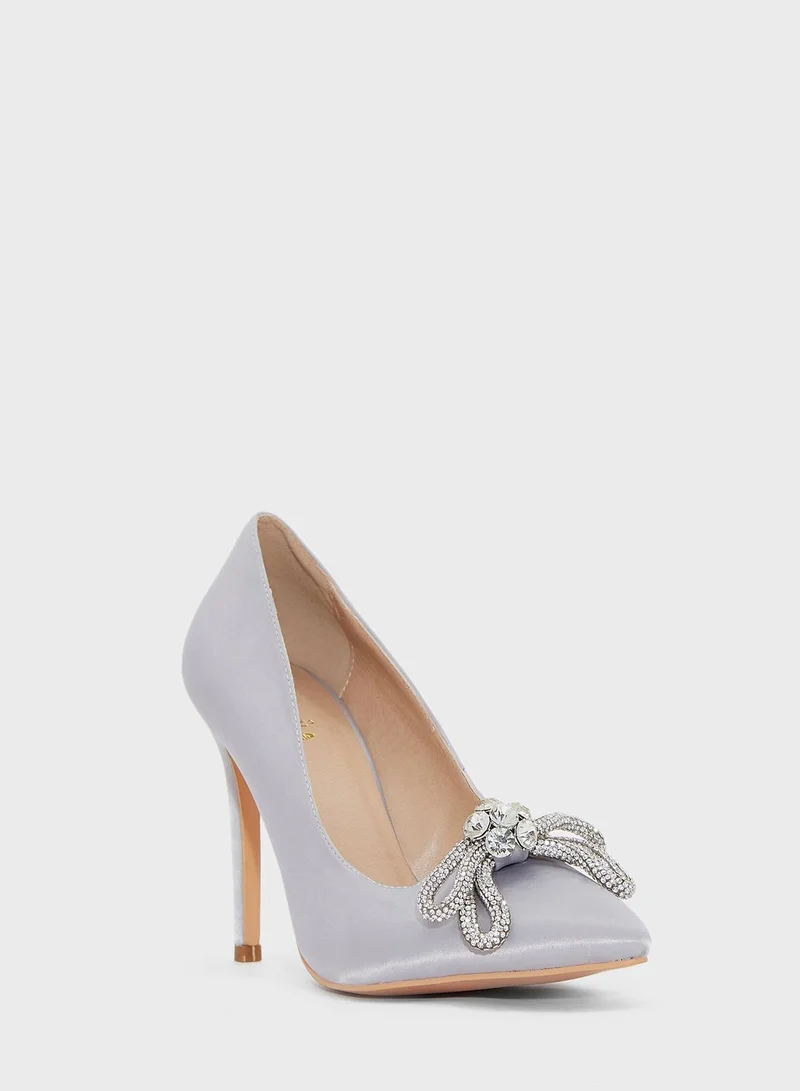 Khizana Jewelled Bow Satin Pump