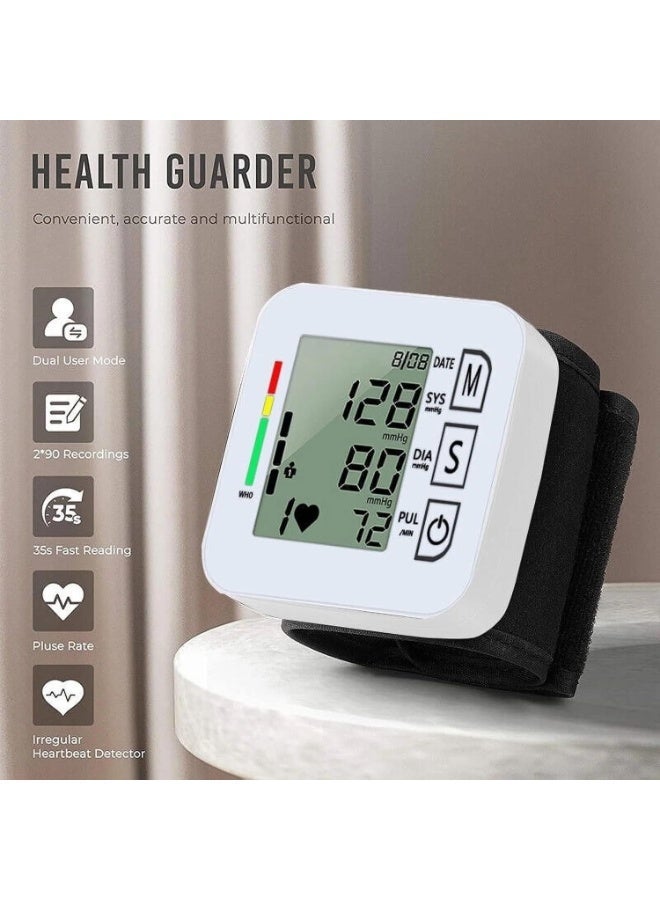 Digital Wrist Blood Pressure Monitor with Large LCD Display Heart Rate Measurement 99 Reading Memory Adjustable Wrist Cuff One Button Operation - Image 4