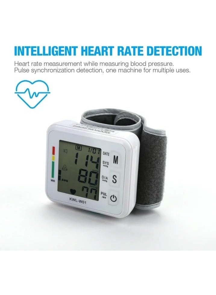 Digital Wrist Blood Pressure Monitor with Large LCD Display Heart Rate Measurement 99 Reading Memory Adjustable Wrist Cuff One Button Operation - Image 5