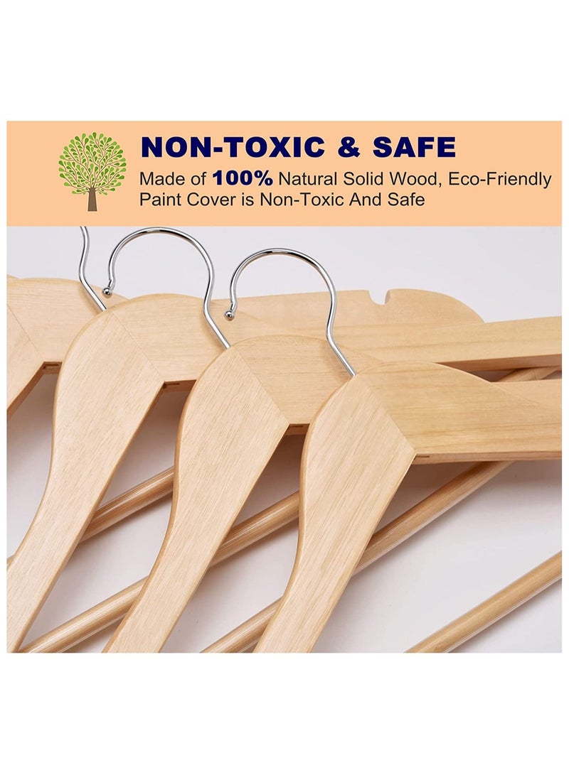 Amber Home Solid Wooden Suit Coat Hanger with Non Slip Pant Bar Dress Hanger with 360 Degree Swivel Hook Pack of 20 - Image 3