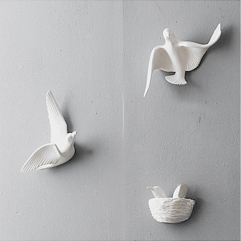 Karigaari India White Decorative Resine birds wall hanging art I Wall Decor I Wall Art for Living room - Image 2