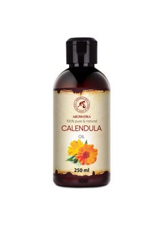 Aromatika Calendula Oil 8.5 Fl Oz (250Ml) Calendula Officinalis Flower Extract Infused Almond Oil Base 100% Pure & Natural Marigold Oil Benefits For Skin Nails Hair Face Body  - Image 1
