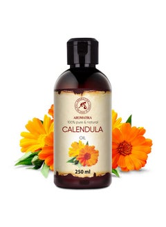 Aromatika Calendula Oil 8.5 Fl Oz (250Ml) Calendula Officinalis Flower Extract Infused Almond Oil Base 100% Pure & Natural Marigold Oil Benefits For Skin Nails Hair Face Body  - Image 2