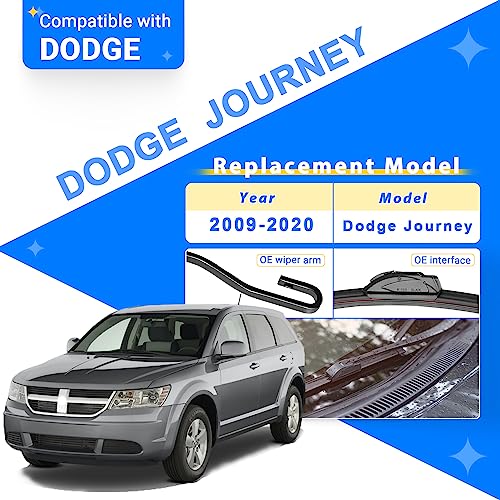 RAINTOK Windshield Wiper Blades Replacement for Dodge Journey 2009-2020 Original Factory Quality Front Rear Wipers Blade Set for My Car - 24" 19" 12" (Pack of 3) - Image 2