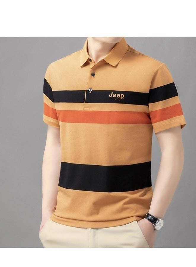 Jeep Striped Slim Fit Lapel Fashion POLO Shirt  - Image 2